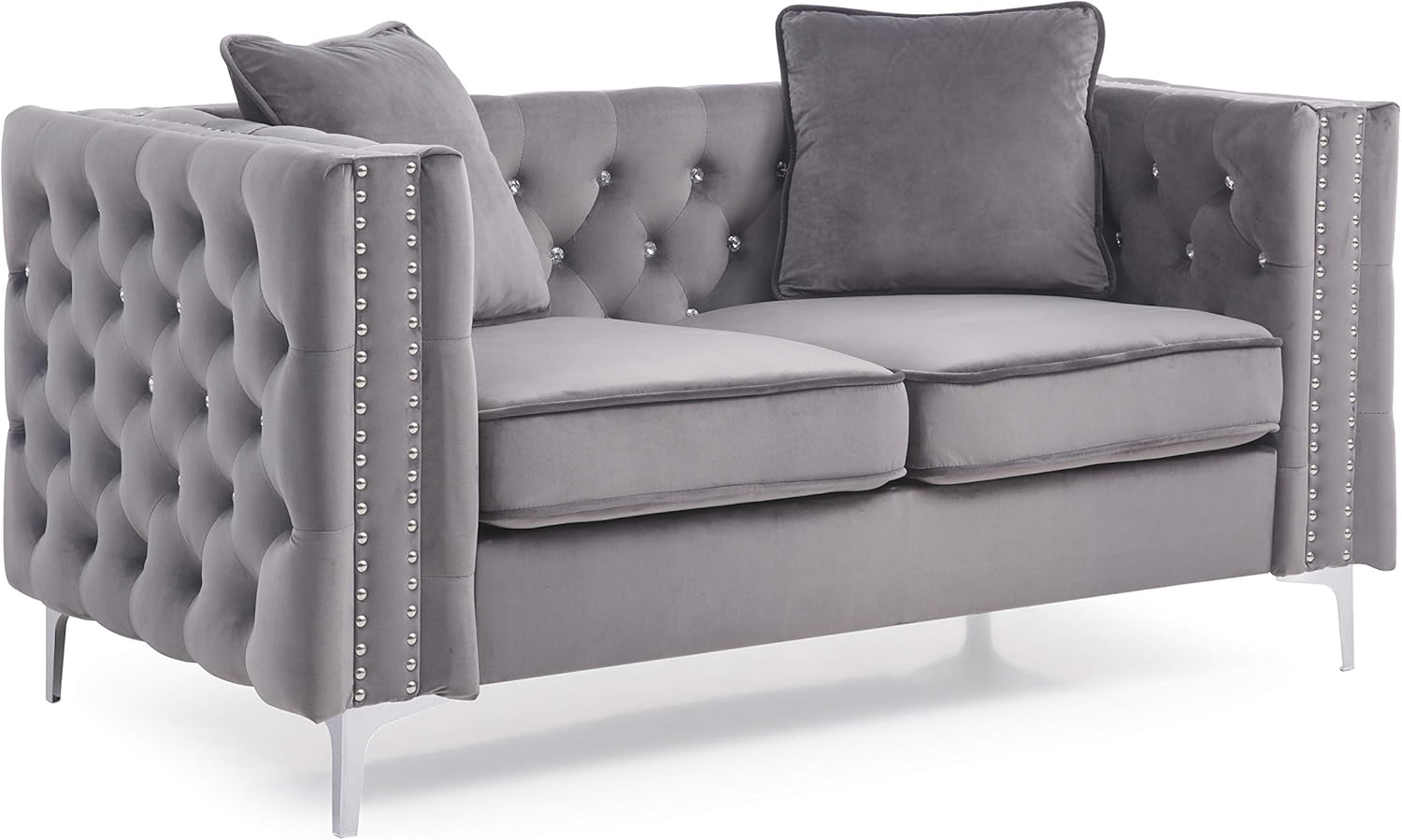 Glory Furniture Paige Loveseat, Gray. Living Room Furniture 30" H x 63" W x 34" D