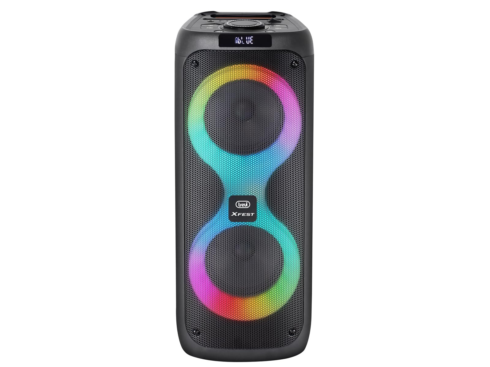 Trevi XFest XF 480 KB Altavoz Amplificado 35 W, Caja inalámbrica portátil con micrófono dinámico Incluido para Karaoke, Reproductor MP3 USB/Micro SD Card, AUX IN, entradas de micrófono, Pantalla LED