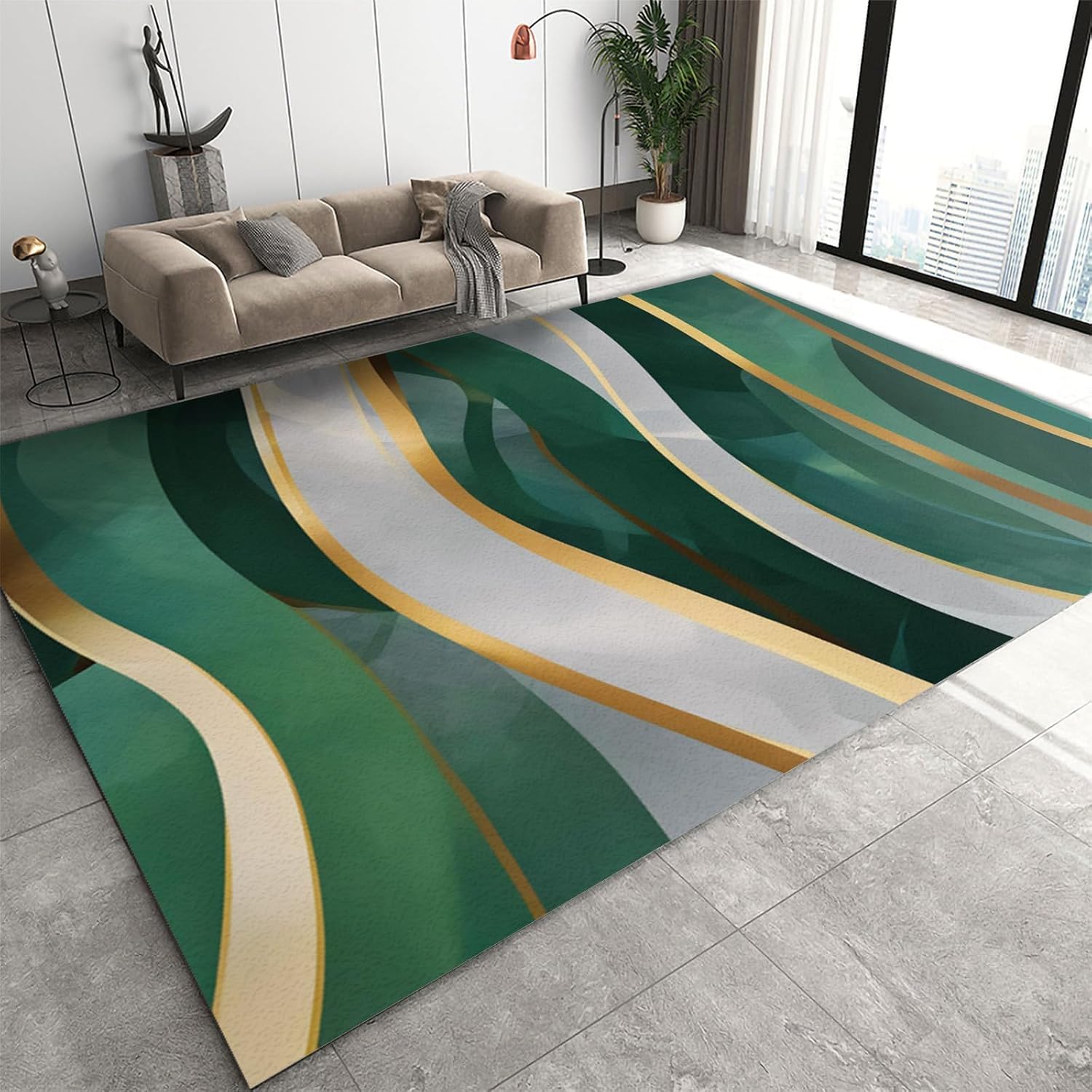 Tapis salon moderne 3D rayé coloré abstrait chambre 120x160cm