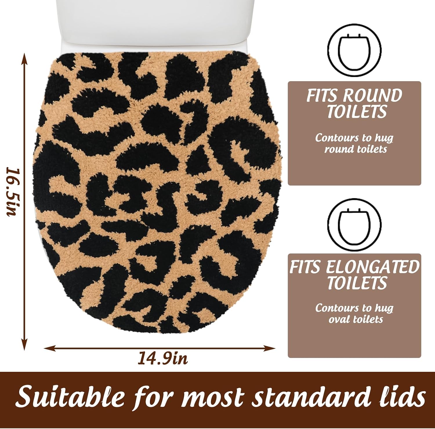 Whaline Cheetah Toilet Seat Cover Toilet Lid Cover