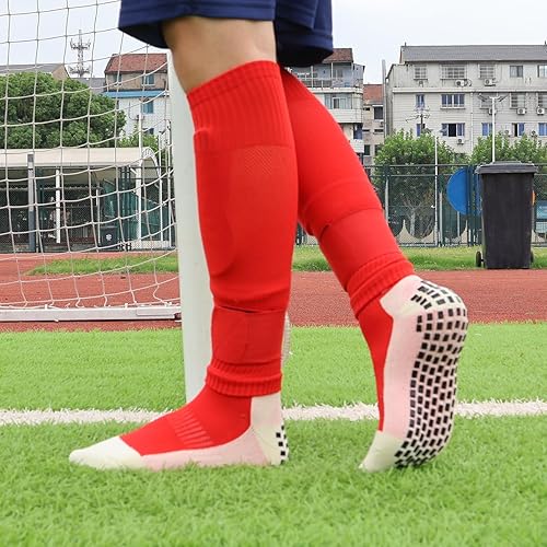 Miniatura 8 de Grip Socks with Leg Sleeves and Shin Guard Straps Anti Slip Non-Skid Durable & Comfy Soccer Socks for Training & Matches