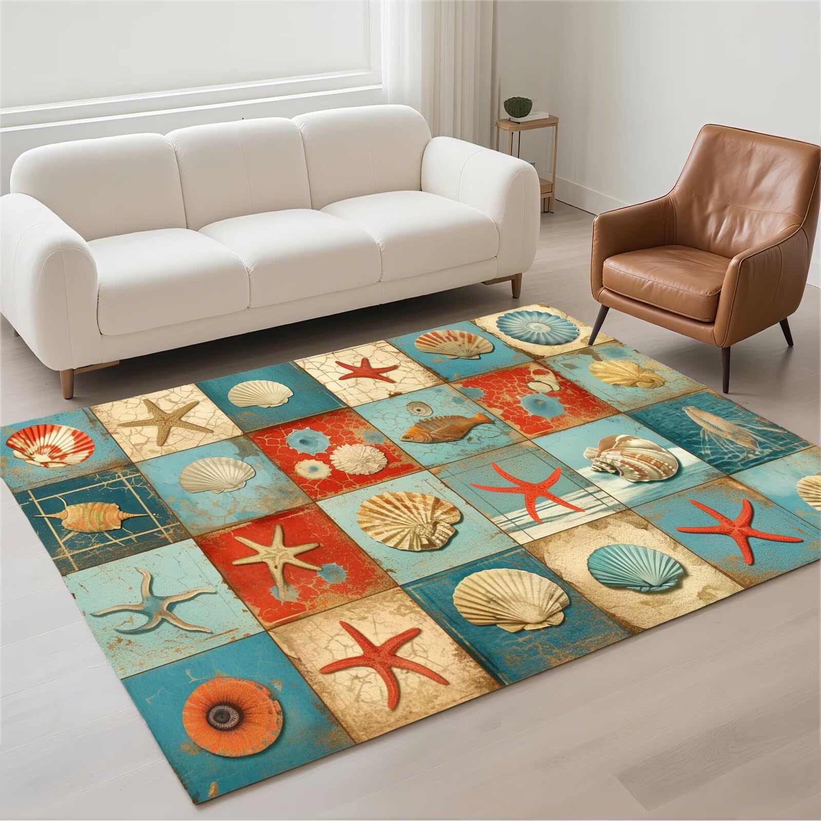 Tapis salon 100x200cm starfish lavable et moderne pour grand couloir