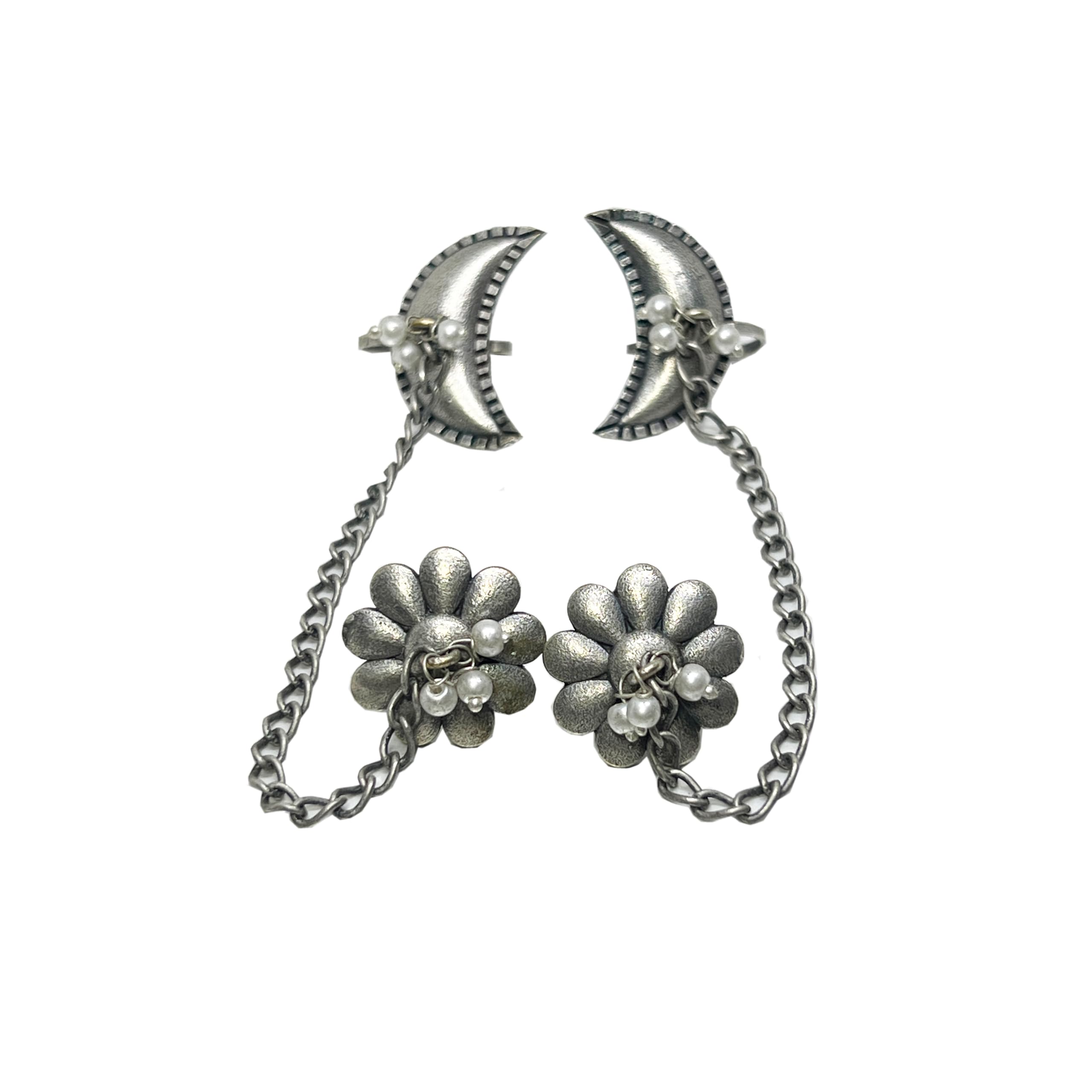 Oxidized Half Moon Ear Cuffs with Chain Detailing Women and Girls (B0DFV121SD) Amazon Price History, Amazon Price Tracker