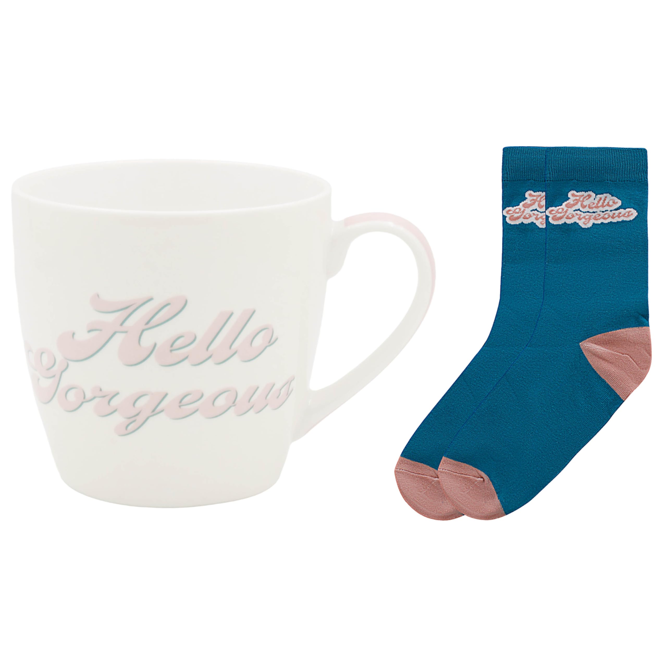 Lesser & Pavey His N Hers Hello Gorgeous Mug & Sock Set of 480ml