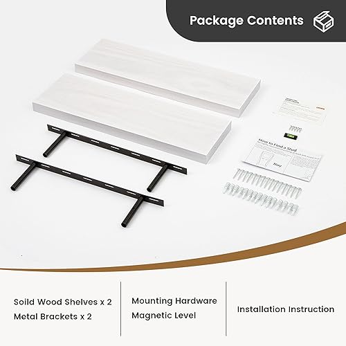 Miniatura 7 de Estantes flotantes de granja, estante de pared de madera rústica de 8 pulgadas de profundidad, estante de almacenamiento de madera de pino maciza de