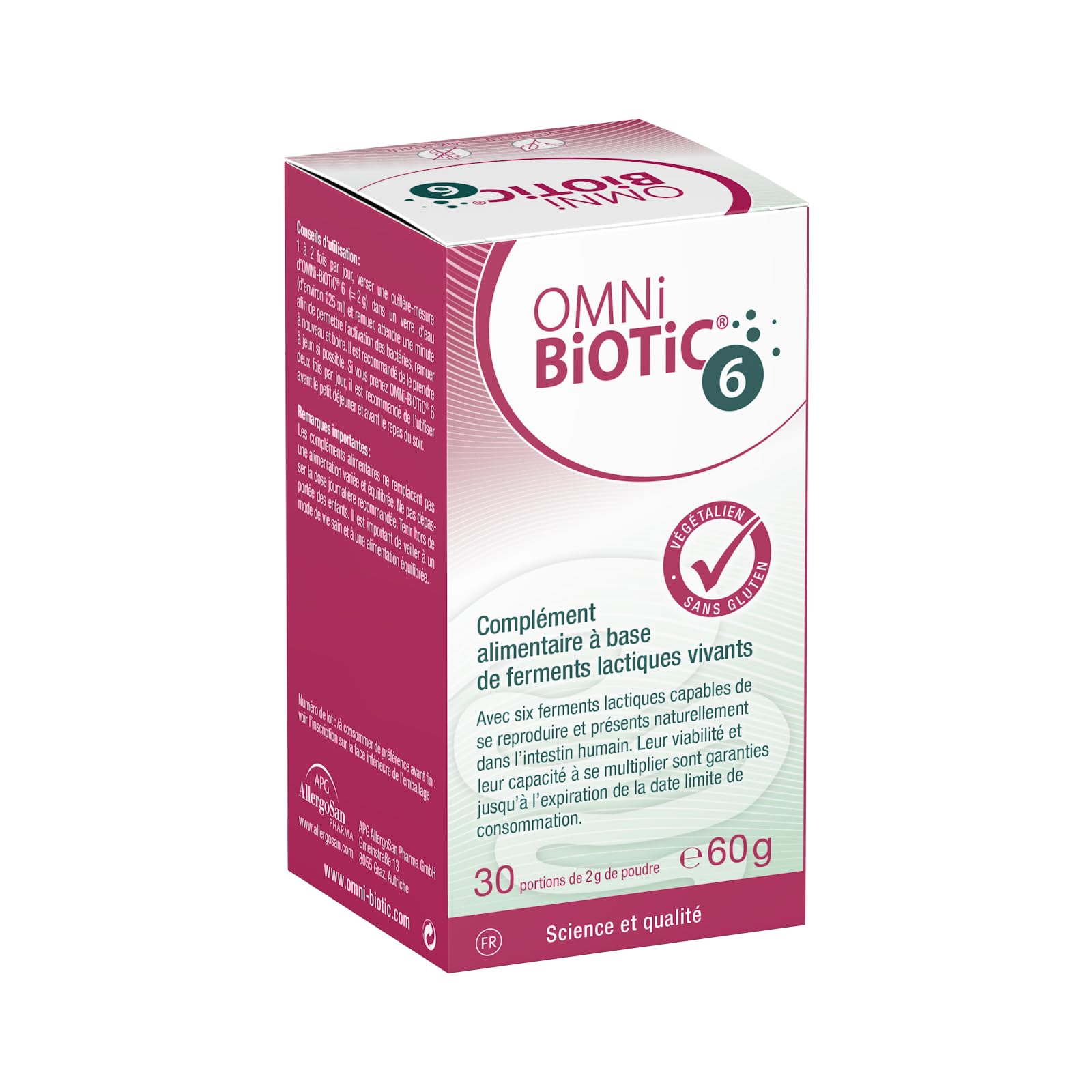 OMNi-BiOTiC 6 | Probiotique | Équilibre intestinal au quotidien | 6 souches bactériennes | 4 milliards d’UFC par portion | 30 portions | Flacon en verre | En poudre