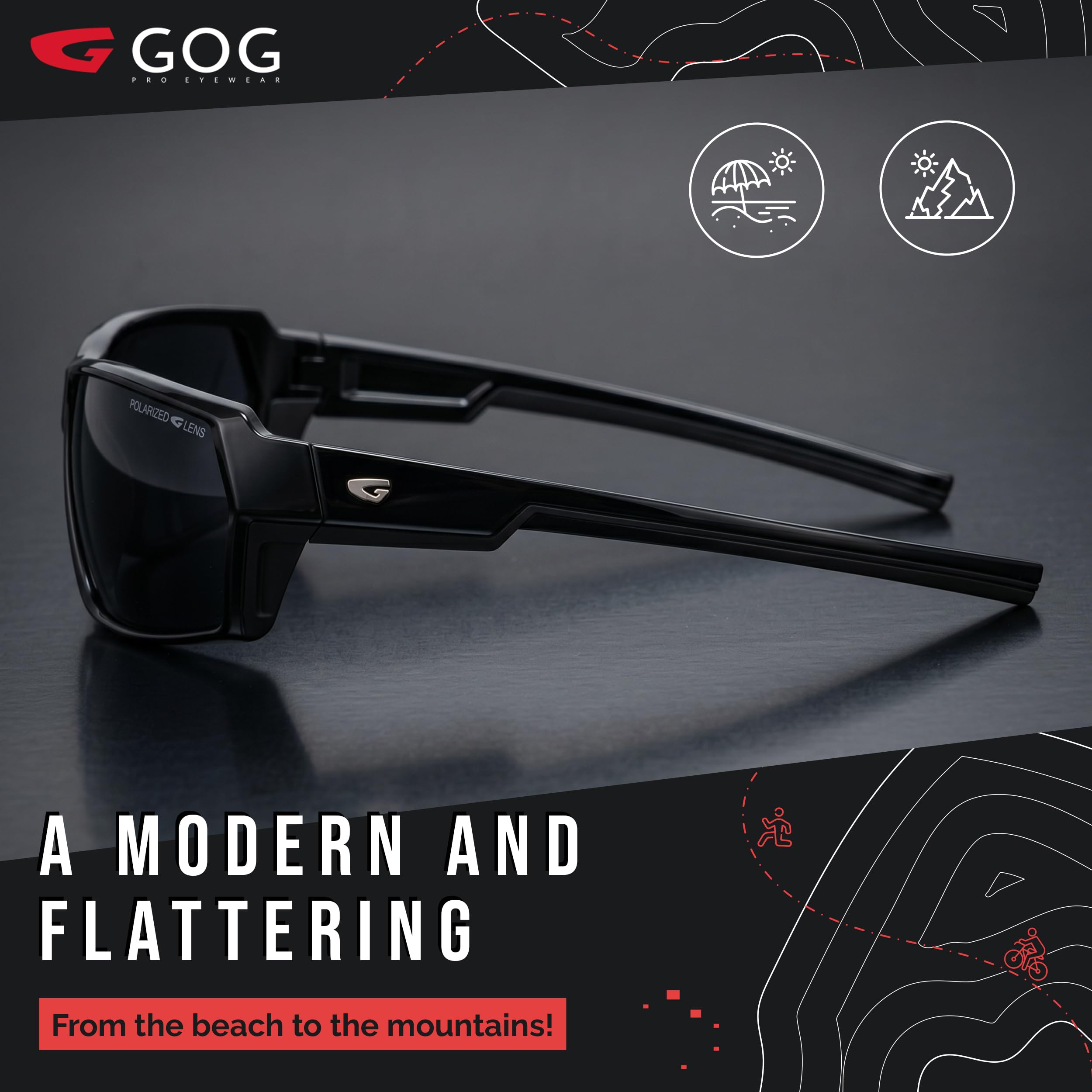 GOG Mistral P Brille, Schwarz/Blau/Polychr/Blau/Weiß, Einheitsgröße für Erwachsene, Schwarz/Blau/Polychr/Blau/Weiß/Blau, One size