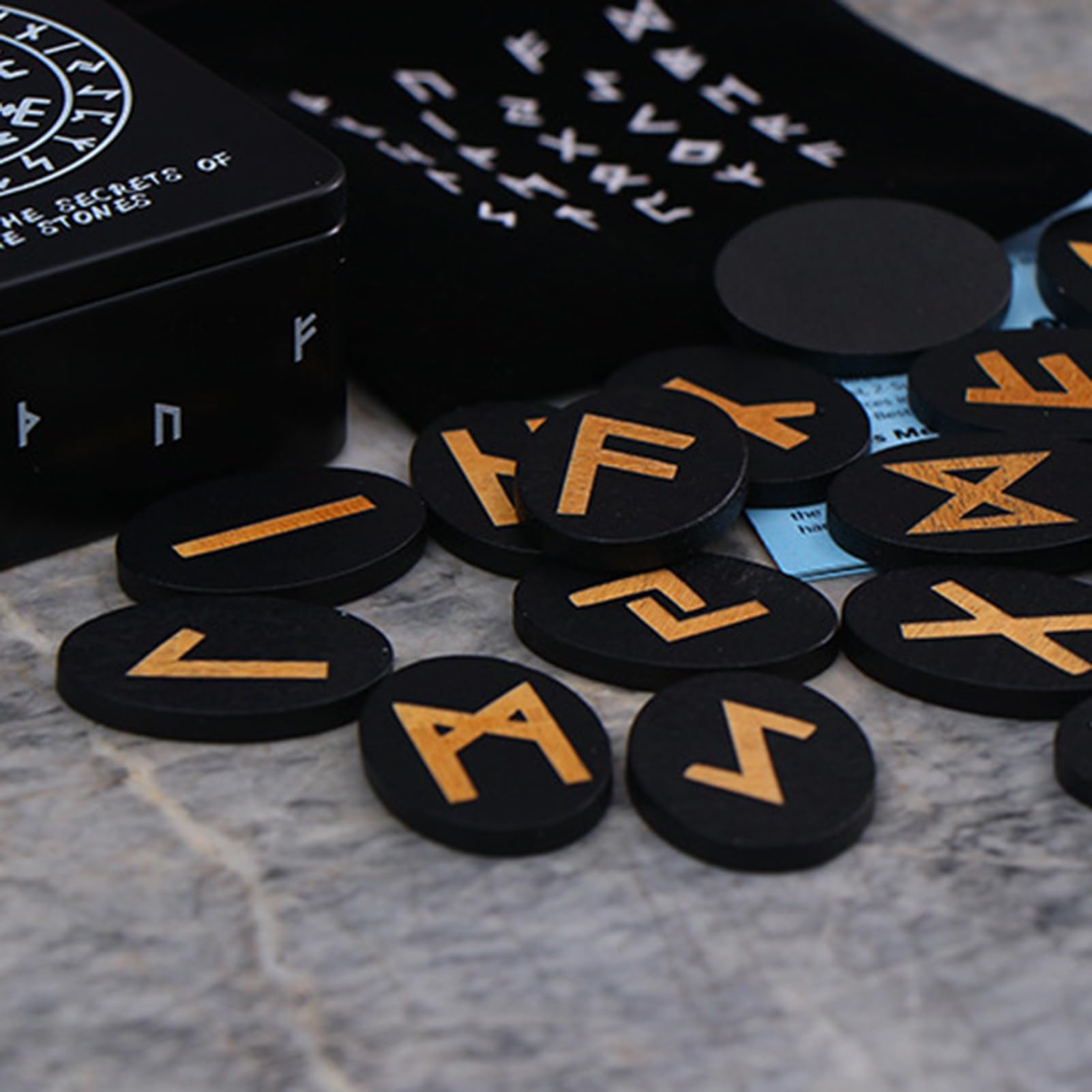 Runes Set including Manual and Pouch - 25 Wooden Divination Runes for , Norse Mythology and Meditation, Se référer au descriptif - Image 4