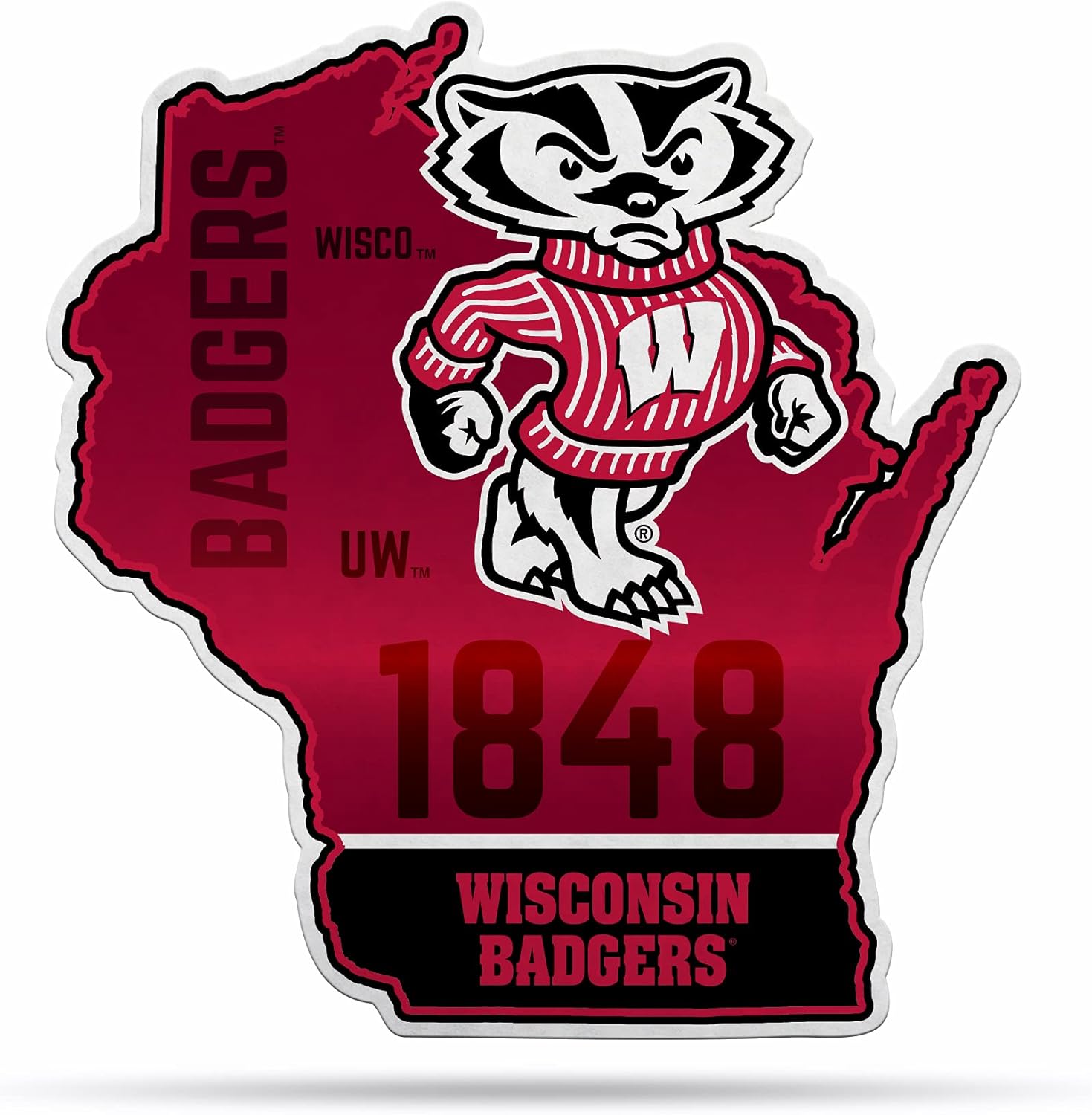 Rico Industries NCAA Wisconsin Badgers State Shape Shape Cut Pennant - Home and Living Room Décor - Soft Felt EZ to Hang : Sports & Outdoors