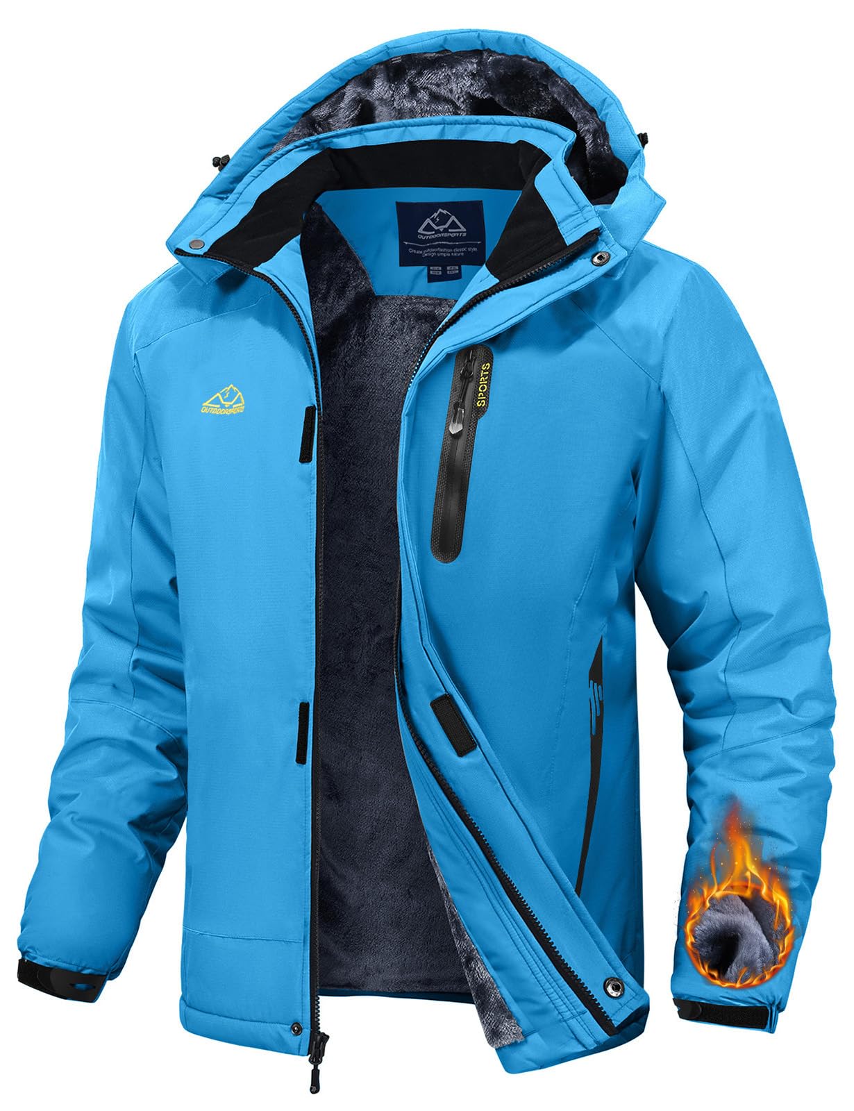 Rdruko Skijacke Herren Winterjacke Snowboardjacke Warme Fleece GefüTtert Winter Jacke Wasserdicht Funktionsjacke Männer Outdoor Wanderjacke mit Kapuze
