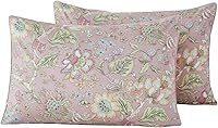 Vista 16 de WINLIFE Juego de 2 fundas de almohada 100% algodón con estampado floral de jardín (estándar 20 x 26 pulgadas, lila)