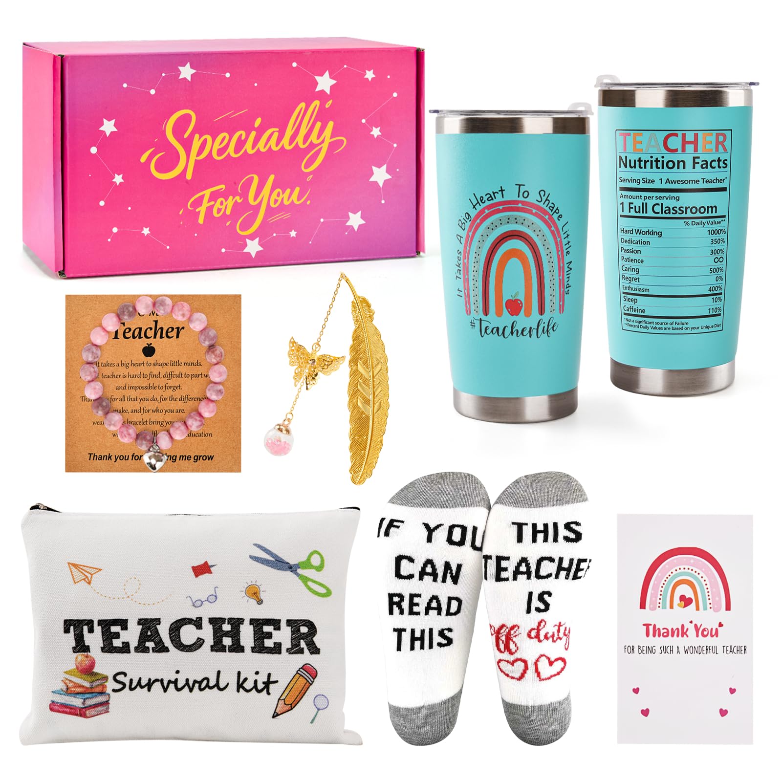 Gflyyue Personalized Teacher Gift Basket,Best Appreciation Gifts for Women Educators,Thank You Present for Birthday, Retirement, Christmas,End of Year (Green)