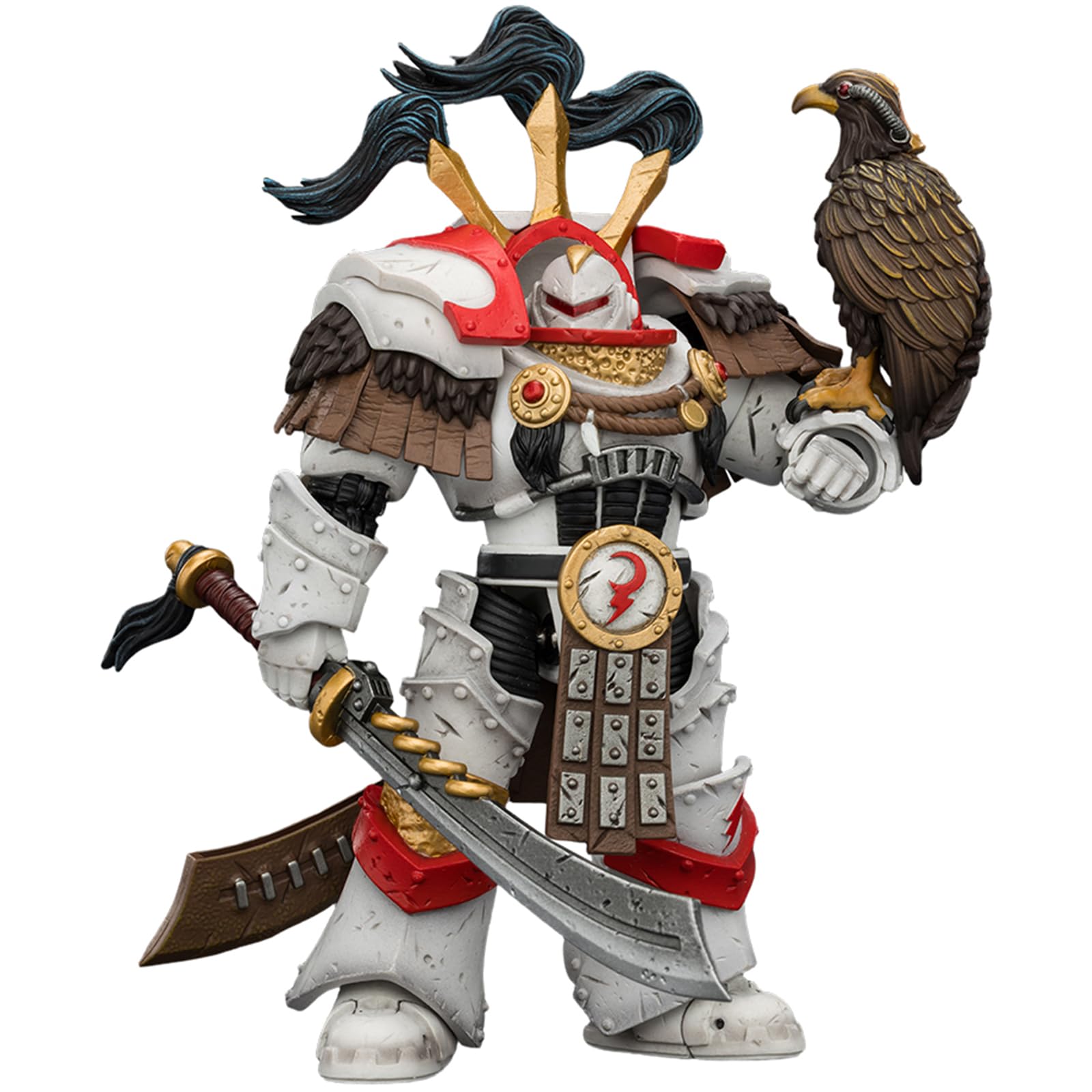 JOYTOY Warhammer 40k White Scars Legion Praetor in Cataphractii Terminator Armour with Cyber Hawk, Chogorian sword and combi-melta 1/18 Action Figure Collect And Display Model