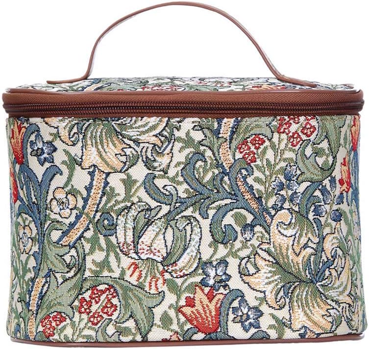 Signare Tapestry Toiletry Bag Makeup Organizer bag for Women with with William Morris Golden Lily Design (TOIL-GLILY)