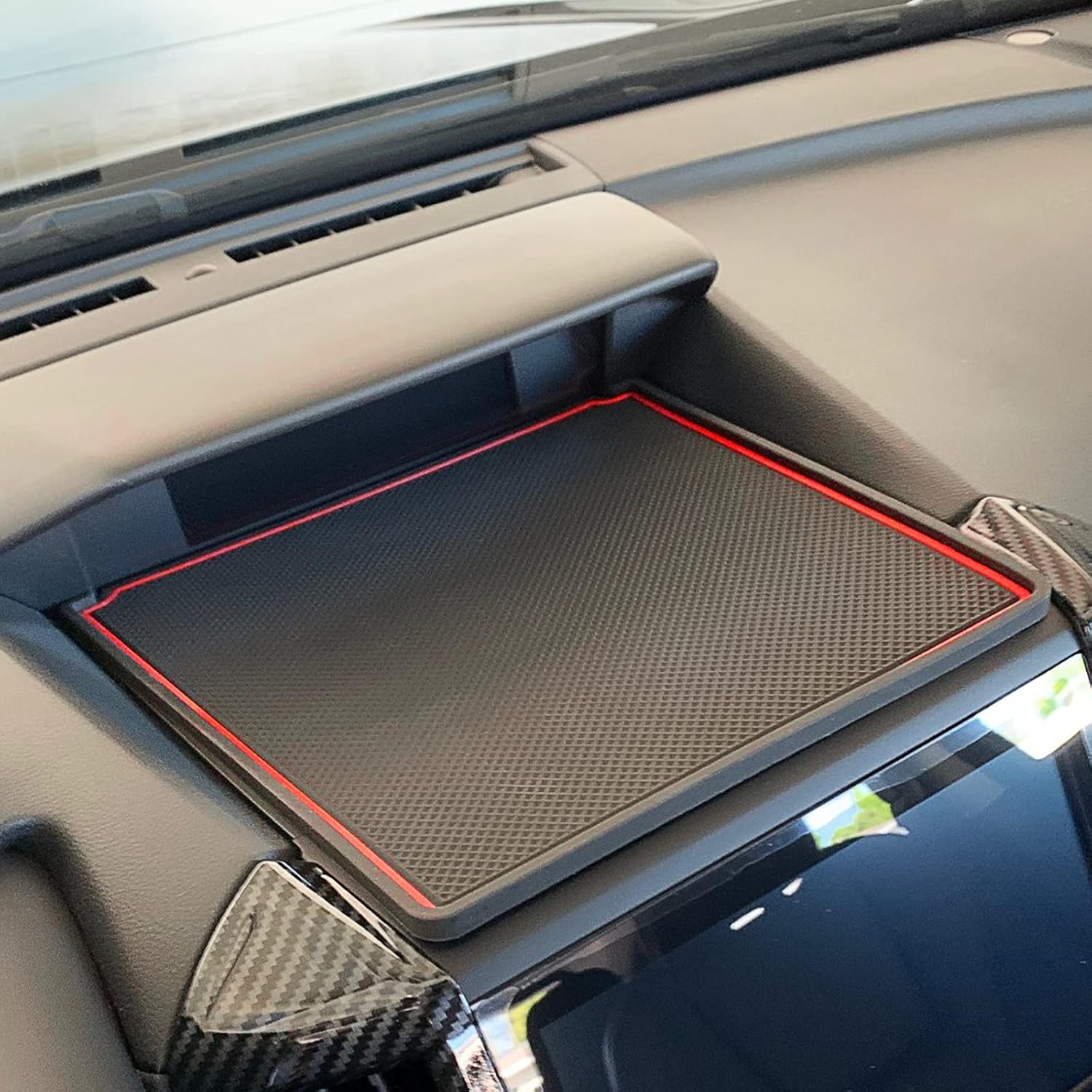 SENSHINE Dash Dashboard Cover Mat for Subaru Forester Accessories 2019-2023 2024 Subaru Crosstrek Impreza 2018-2023 Interior Dash Rubber Pad Liner Anti Dust Insert Premium Custom (Red Trim)