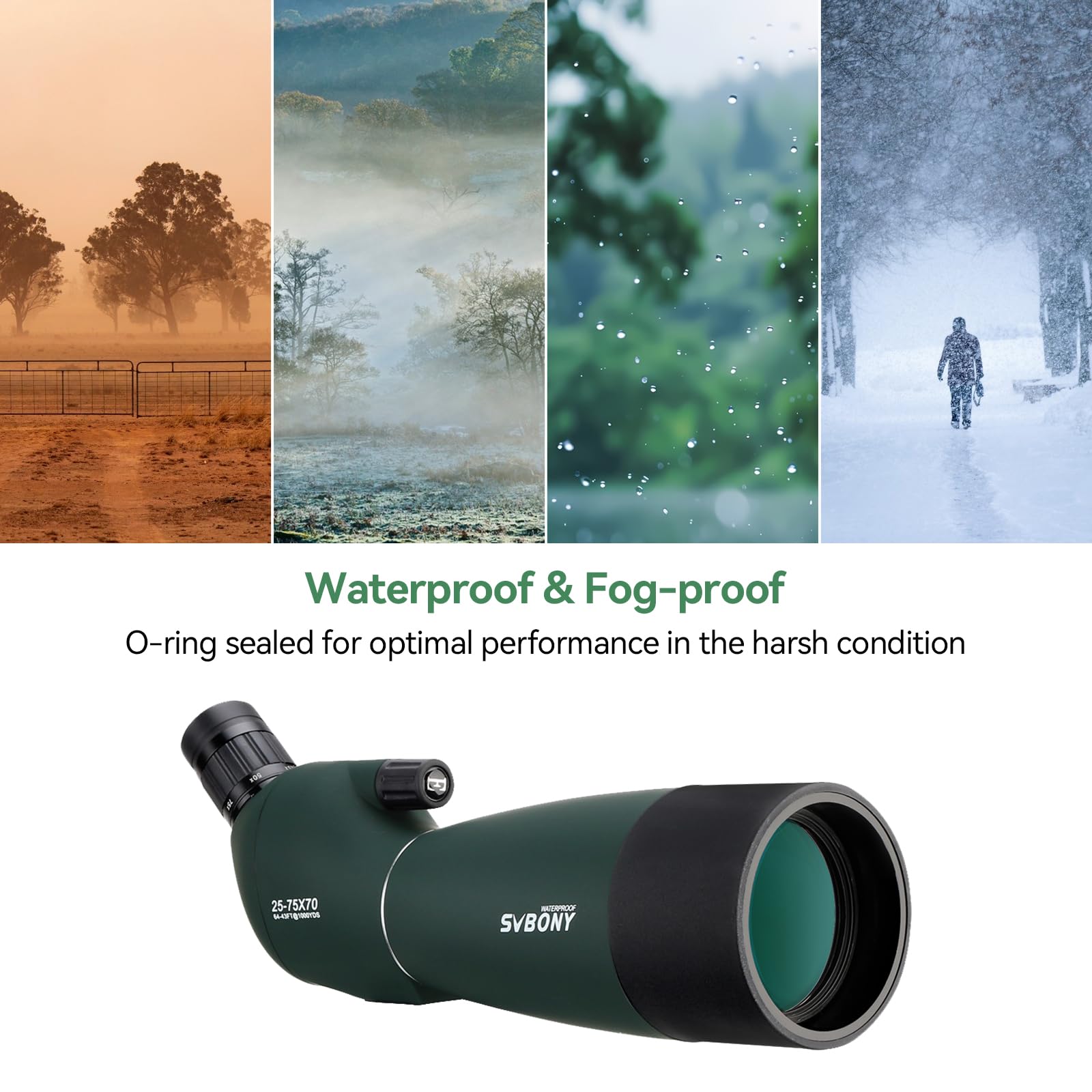 Cannocchiale Svbony SV28 25-75x70 Con Treppiedi - Ottica FMC BAK4 Per Birdwatching, Caccia E Tiro - Foto 13