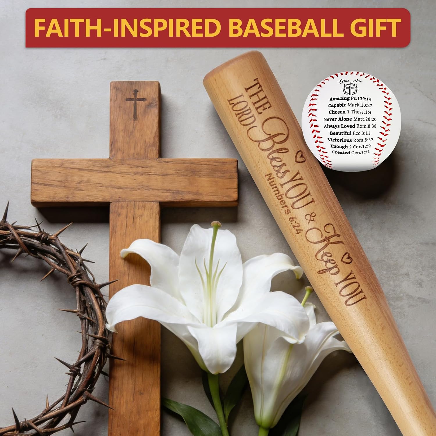 First Communion Gifts for Boys 8-12 Baptism Baseball Gifts 1st Confirmation Gift Inspirational Bible Verses Baseball Christian Catholic Religious Kids Godson Birthday Gift Christening