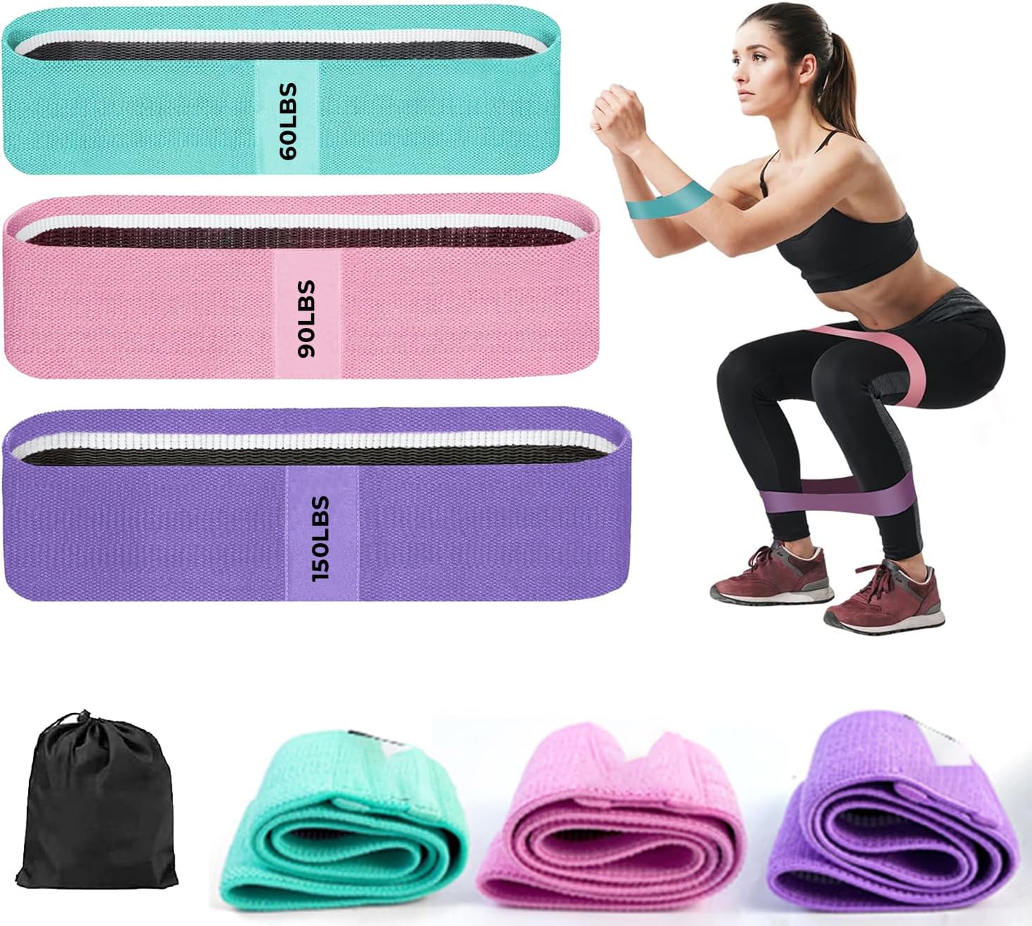 Eoptify Set Of 3PCS Stretch Band, Resistance Bands, Durable Workout Resistance Bands, Non-Slip Resistance Bands, Stretch Bands For Exercise & Fitness, Anti Snap Stretching Band With Carrying Case