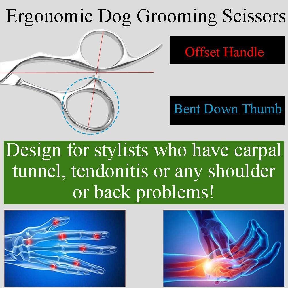 Moontay Dog Grooming Straight, Curved, Thinning/Blending/Chunking Scissors Kit - Image 4