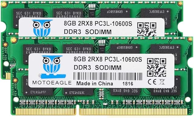 DDR3 1333 SODIMM 16GB Kit (8GBx2) PC3 10600S 8GB DDR3L 1333MHz 2Rx8 PC3-10600 204-pin 1.35V/1.5V Laptop Memory