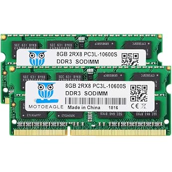 16GB Kit 2x8GB DDR3/DDR3L 1333MHz SODIMM PC3/PC3L 10600S 8GB 204-Pin Non-ECC CL9 2Rx8 Dual Rank Notebook Memory