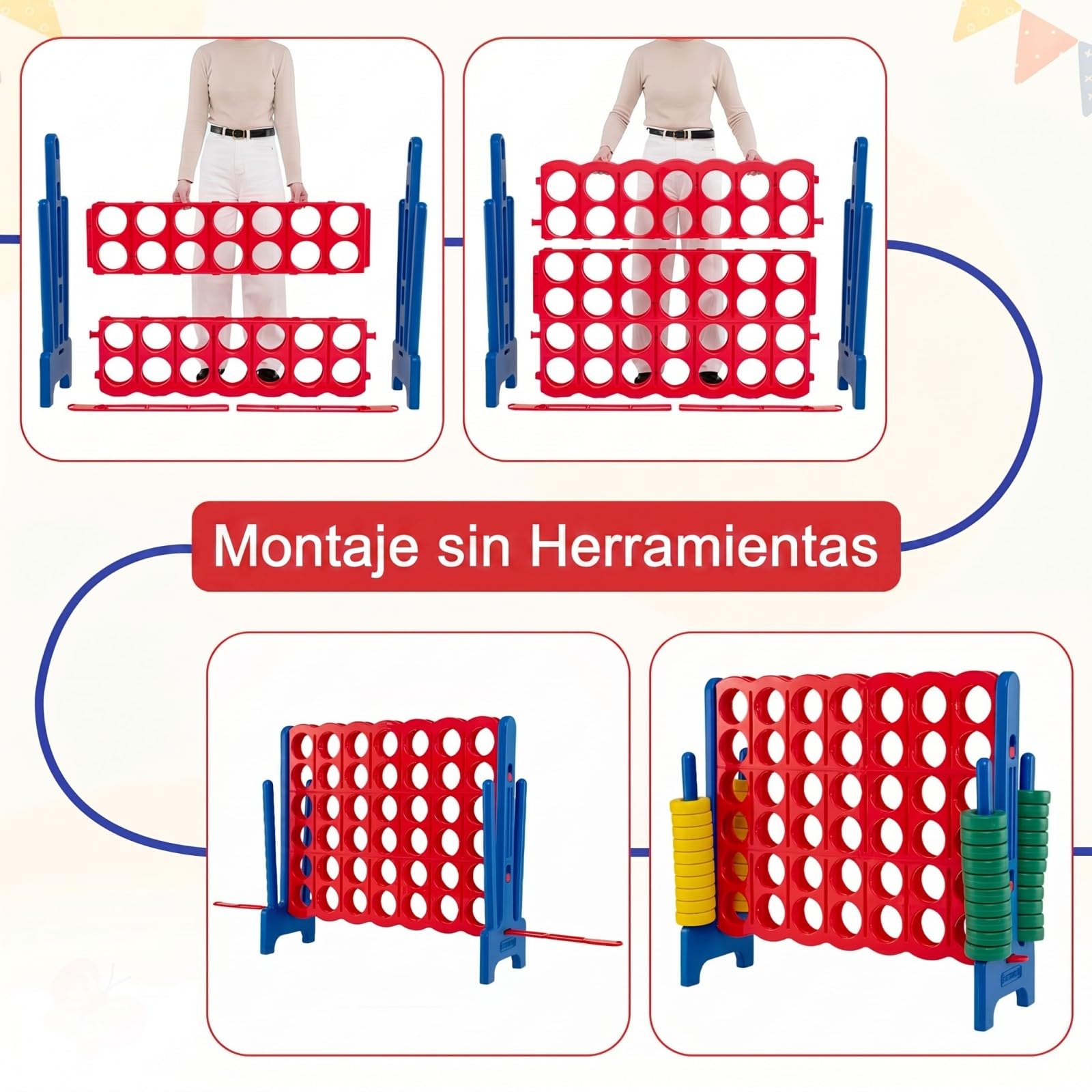 COSTWAY Juego de Match Juego de Aritmético y Educación con 42 Anillos Gigantes y Controles Deslizantes para Niños y Adultos (Azul y Rojo)