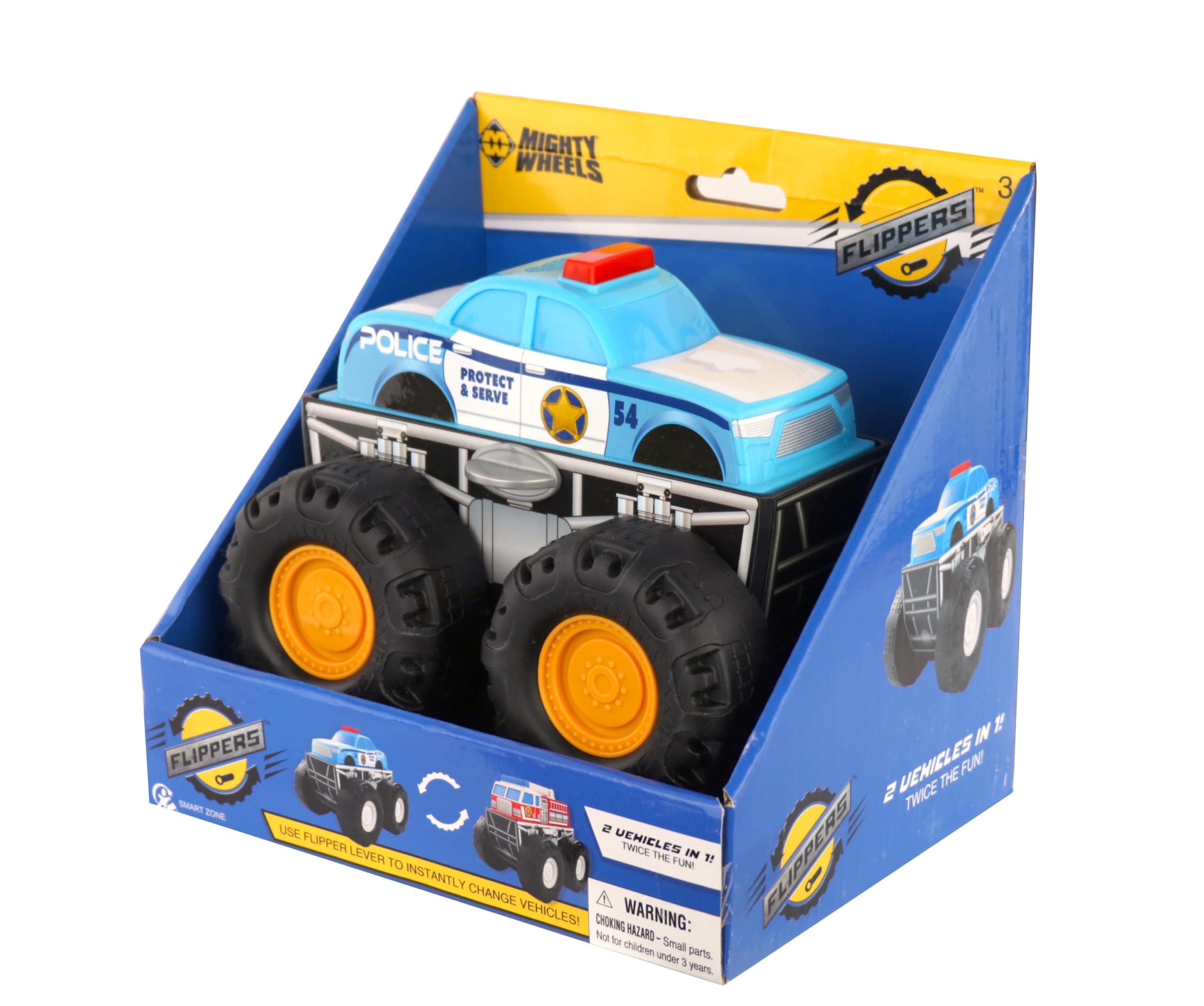 Mighty Wheels Flippers Transforming Vehicle – Police Car to Fire Truck