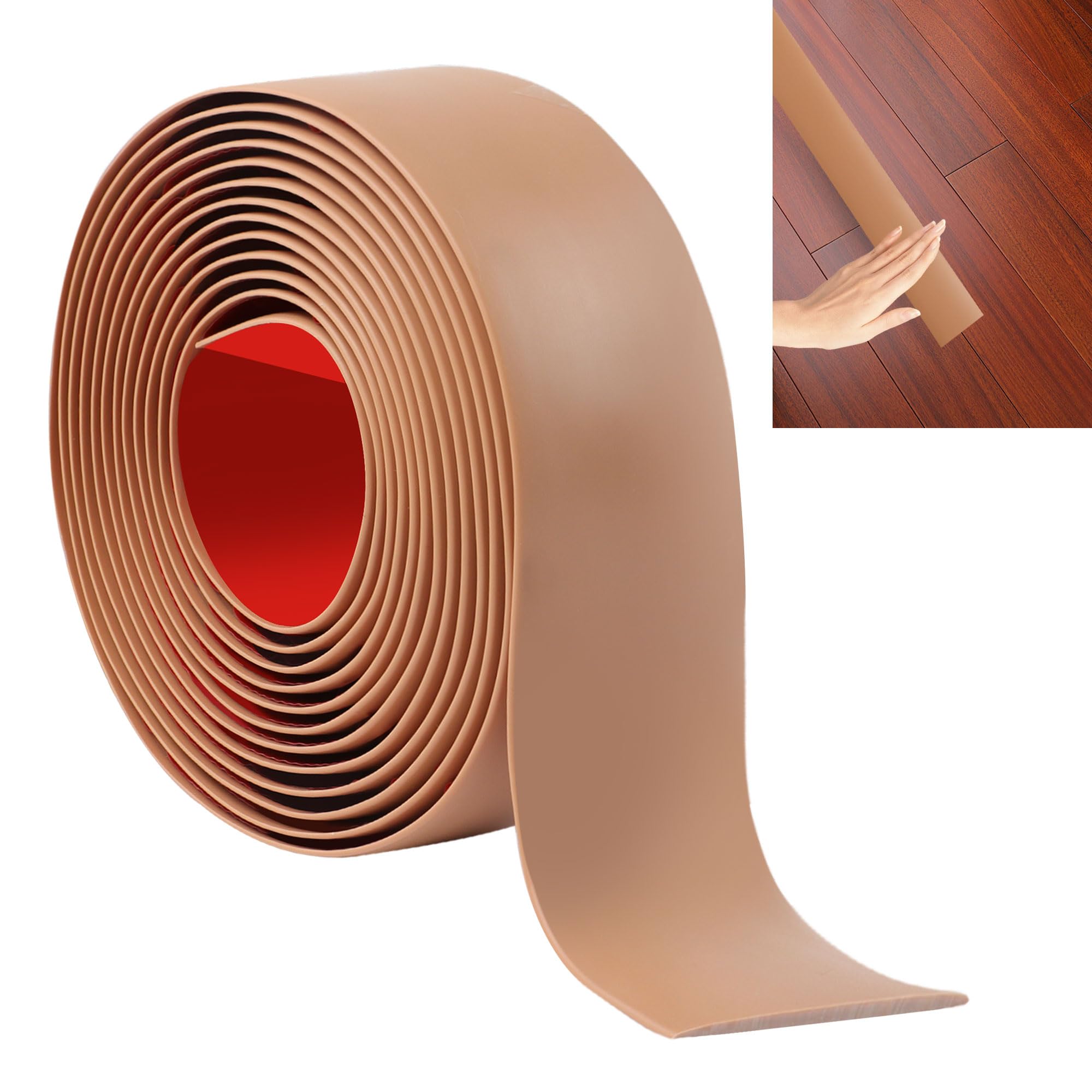 Junart Brown 400Cm×5Cm Laminate Flooring Threshold Transition Strip, Self Adhesive Vinyl Floor Strip, Tiles Or Carpet Edge Transition Trim(Brown)