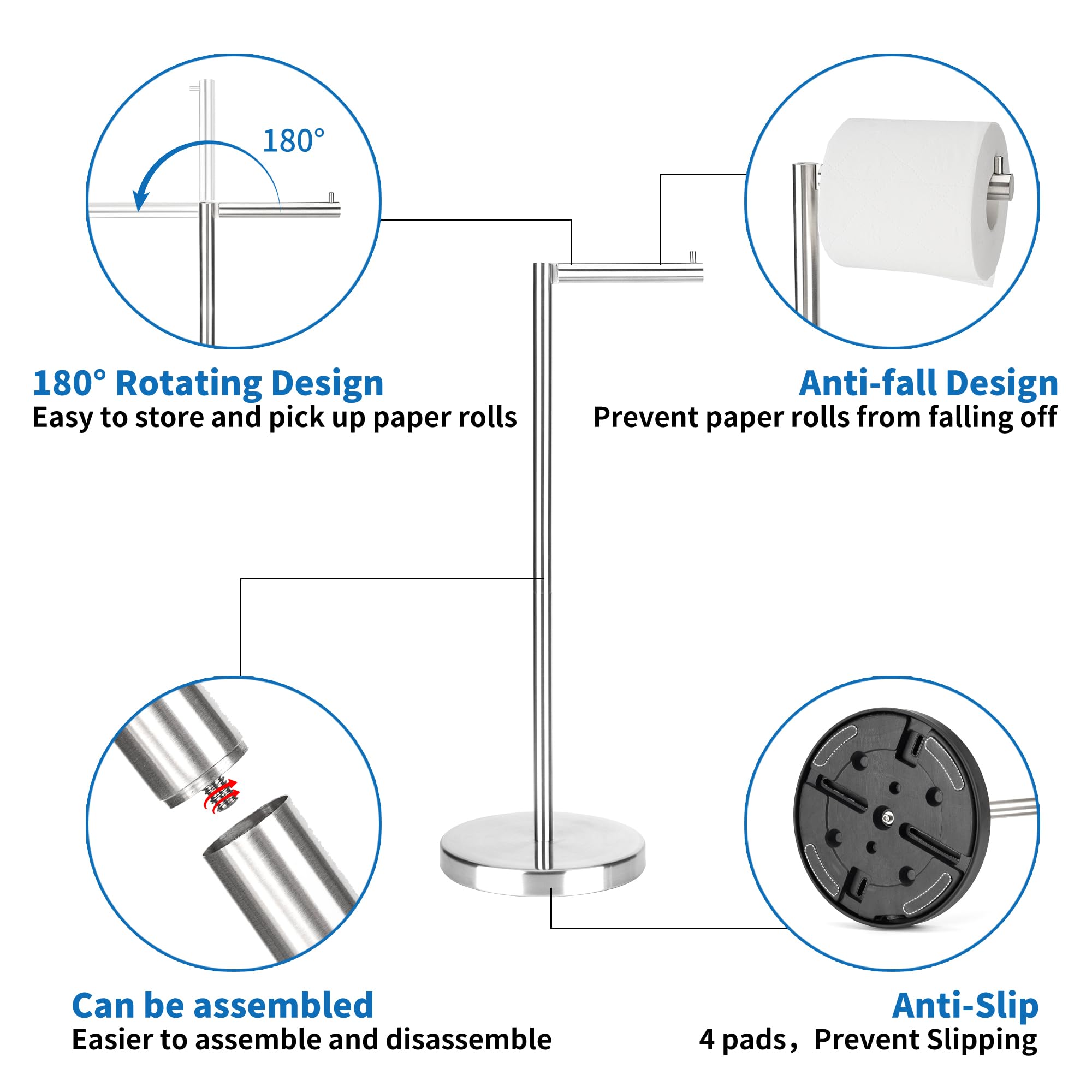 Brushed Nickel Toilet Paper Stand 1 pc - Image 2