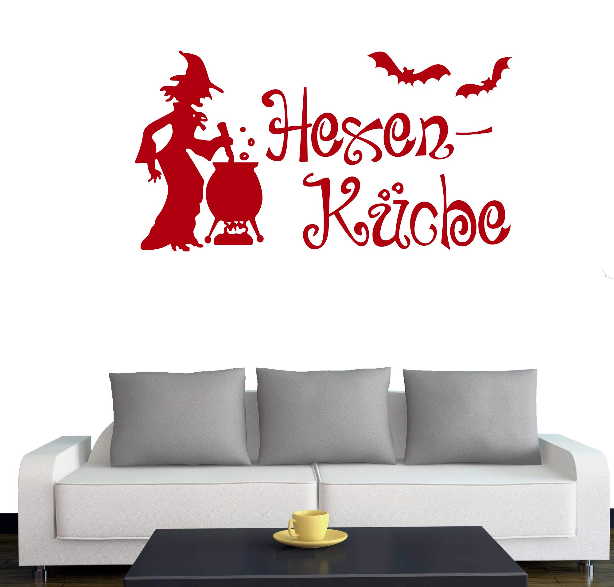Wandtattoo „Hexenküche“ – Selbstklebende Deko-Folie In Hellrot, 60 X 32 Cm (wahlweise In 40 Farben & 4 Größen)