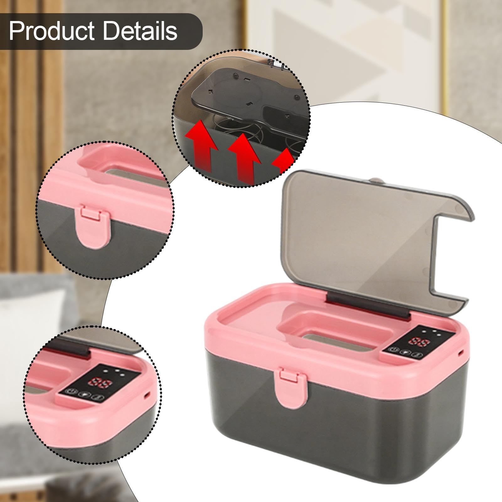 Colcolo Calentador y dispensador de toallitas húmedas Máquina de toallitas húmedas Luz nocturna Calentador de para bebés USB portátil y conveniente de manera, Rosa