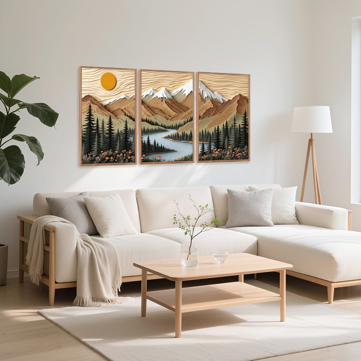 CHDITB Mountain Frame Canvas Wall Art, Nature themed office Wall Decor, country Scenic Art Spiritual Wall Painting, Vintage national park Mountains forest Art Prints for Living Room, Bedroom 16"x24"x3 — view 4