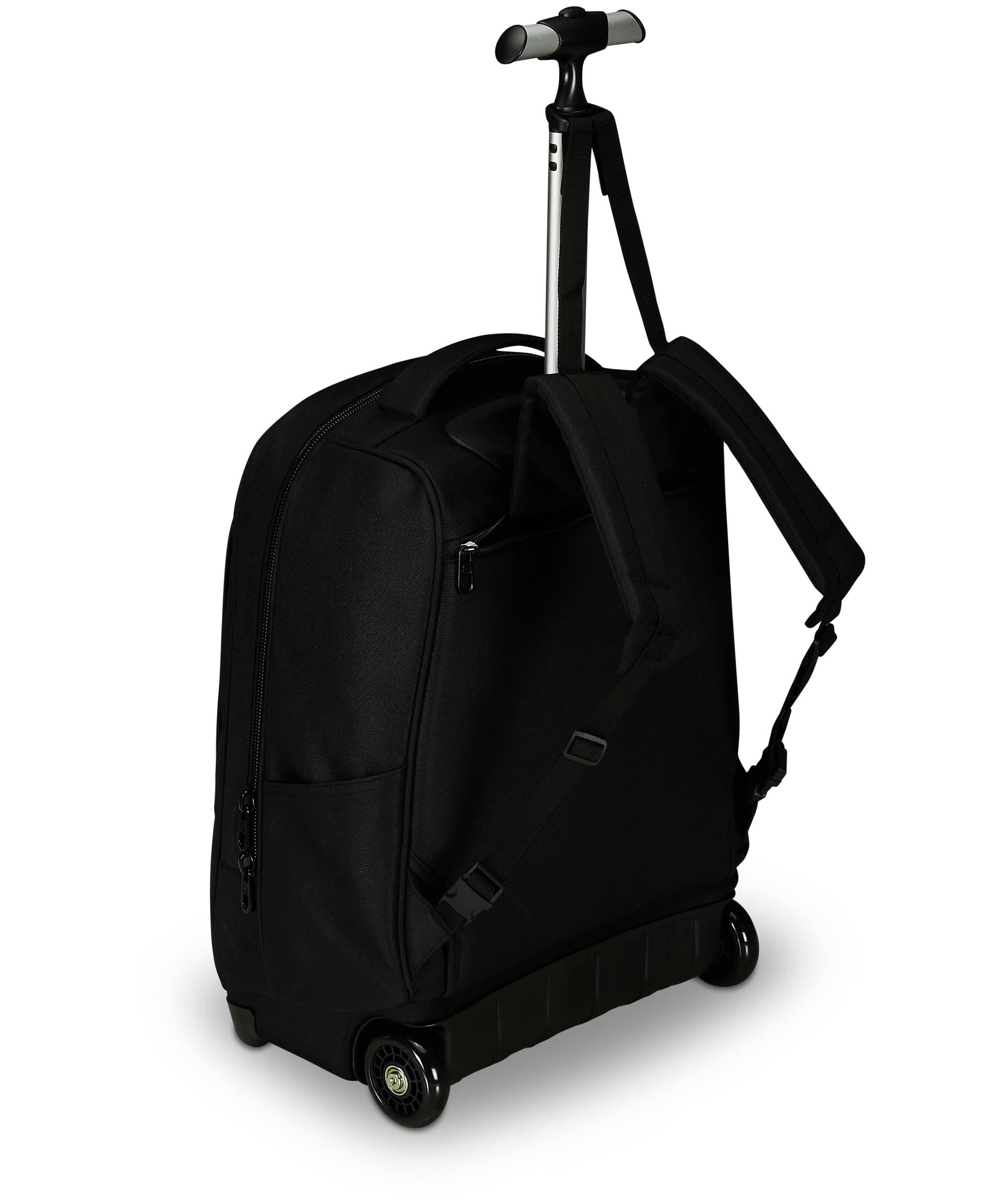 Invicta Trolley Scuola Benin Solid, Nero, 2 in 1, Con Spallacci Uso Zaino, Tasca porta Borraccia e Porta Laptop, Scuola & Viaggio, Ragazzi