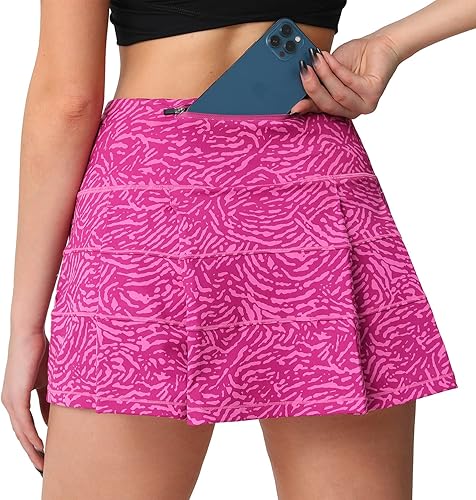 Husnainna Falda pantalón plisada de cintura alta con bolsillos para tenis y golf para mujer, pantalones cortos incorporados para el entrenamiento
