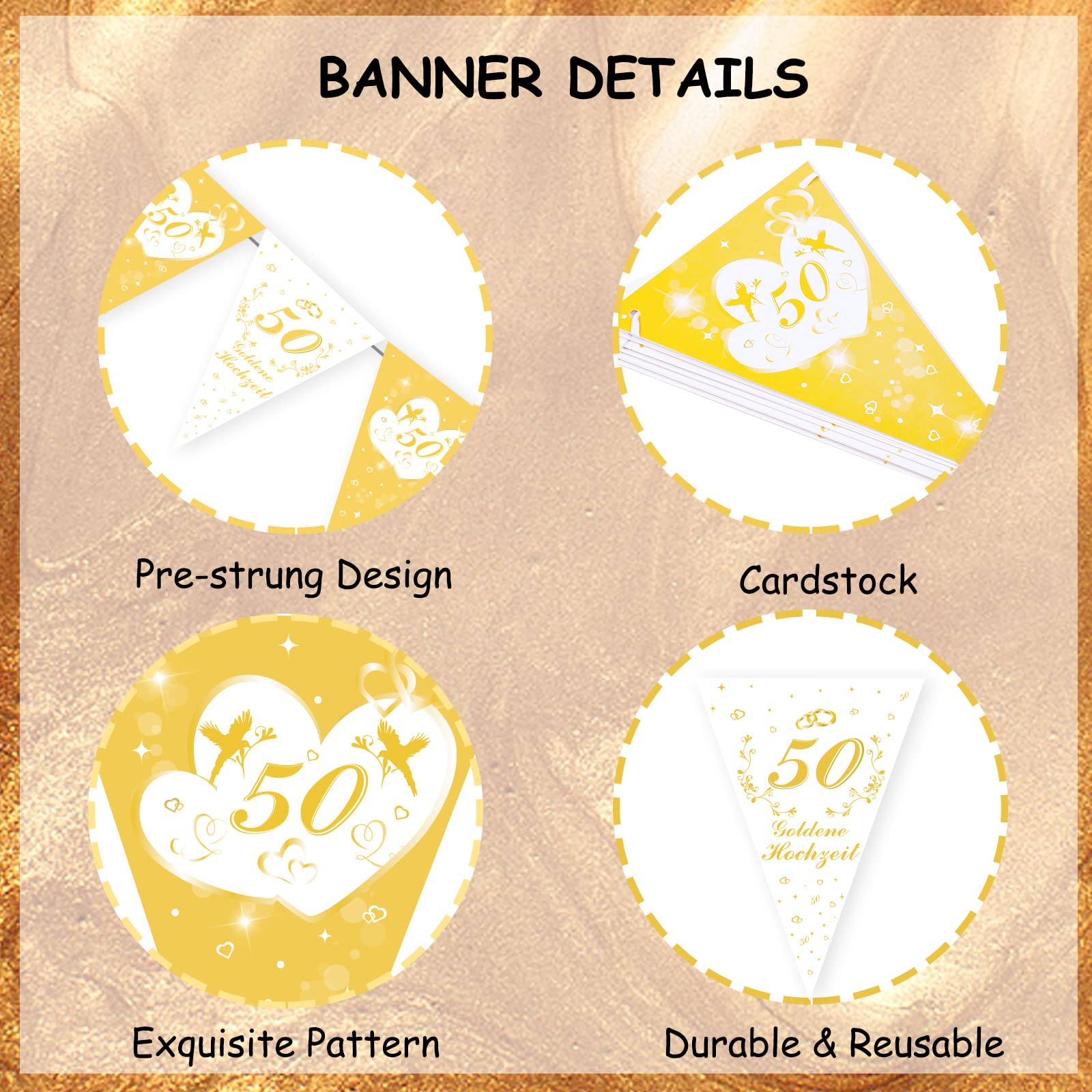 1 set Bandierine a triangolo con brillantini, ghirlanda di nappe in