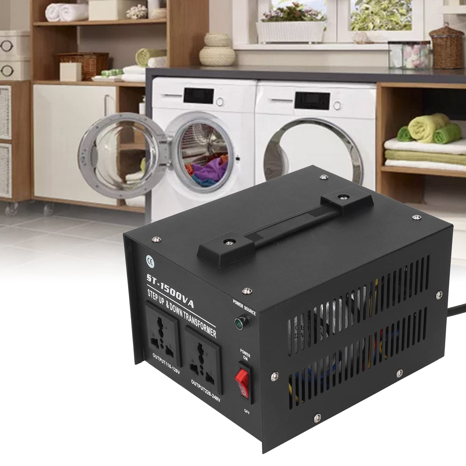 Cryfokt ST 1500VA Transformator Przetwornicy Napięcia, Step Up Down 50/60HZ Przetwornica Mocy 1500W z Zabezpieczeniem Przed Przeciążeniem, dla Laboratoriów Naukowych, Przemysłu, G (wtyczka UE)