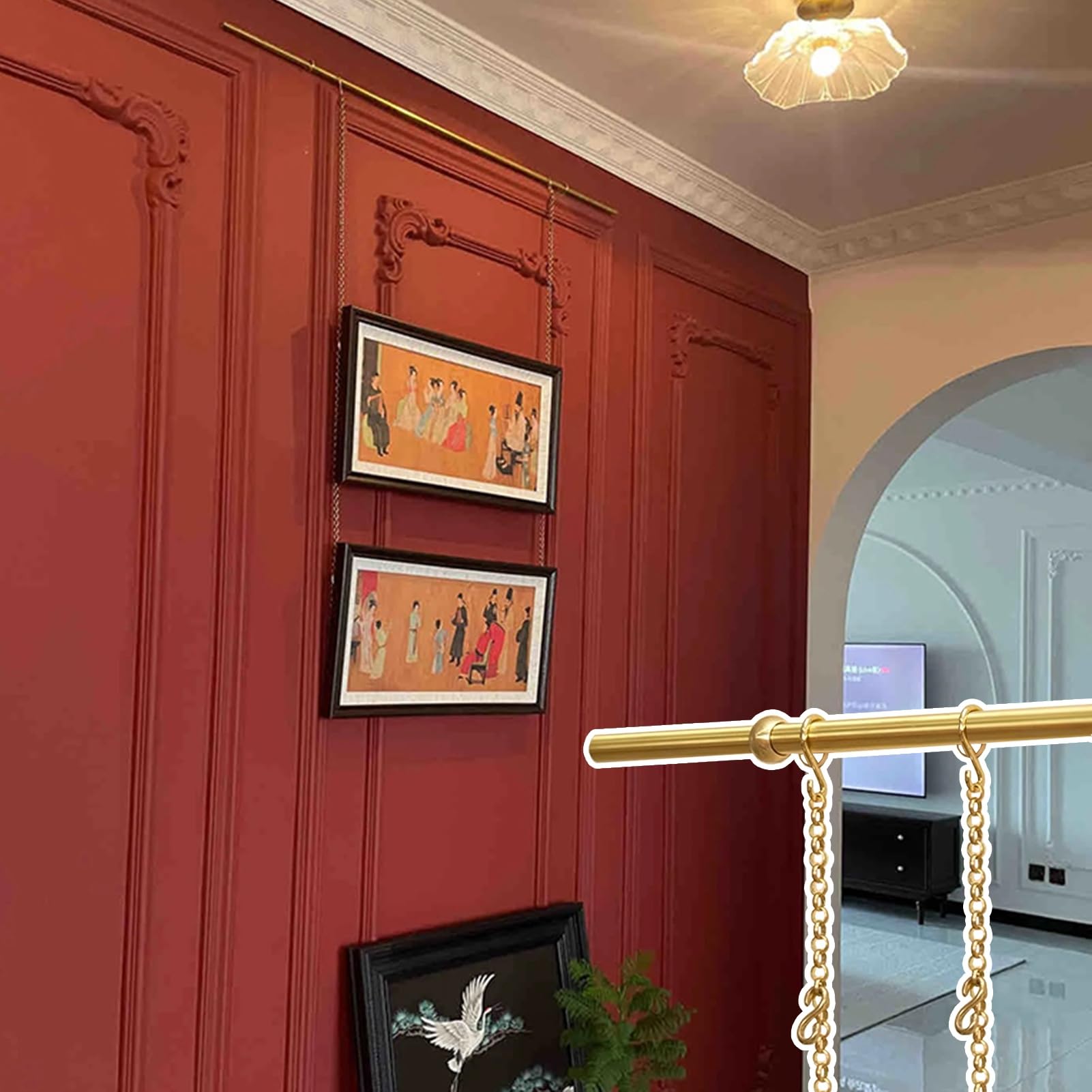 Lampadario Razionalista In Ottone Cromato E Vetro Opalino, Anni '40 - Foto 9