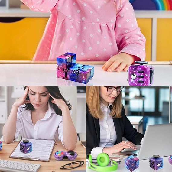 3PCS Fidget Cube - Anxiety Relief, Relaxing Toys with Six Faces, Suitable for Adults and Children