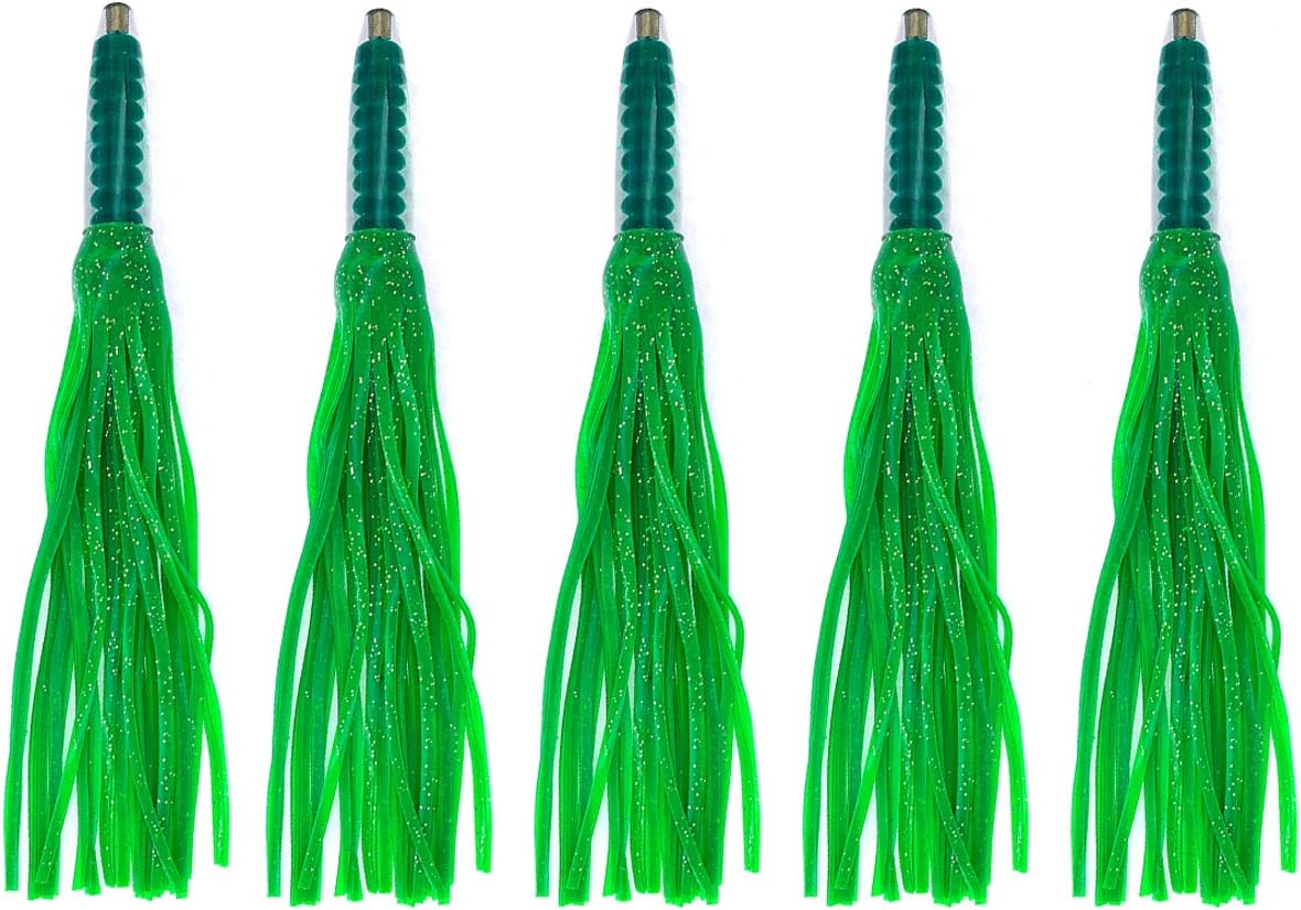 9" Green Machine Lures, 5 Pcs Unrigged Green for High-Speed Trolling, Proven Tuna Catcher, Ideal for Offshore Big Game Species