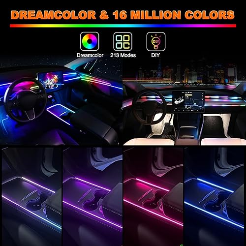 Miniatura 2 de Jushope Tira de luces LED para interiores de automóvil, luces LED acrílicas para automóvil con persecución dinámica de Dreamcolor, kits de