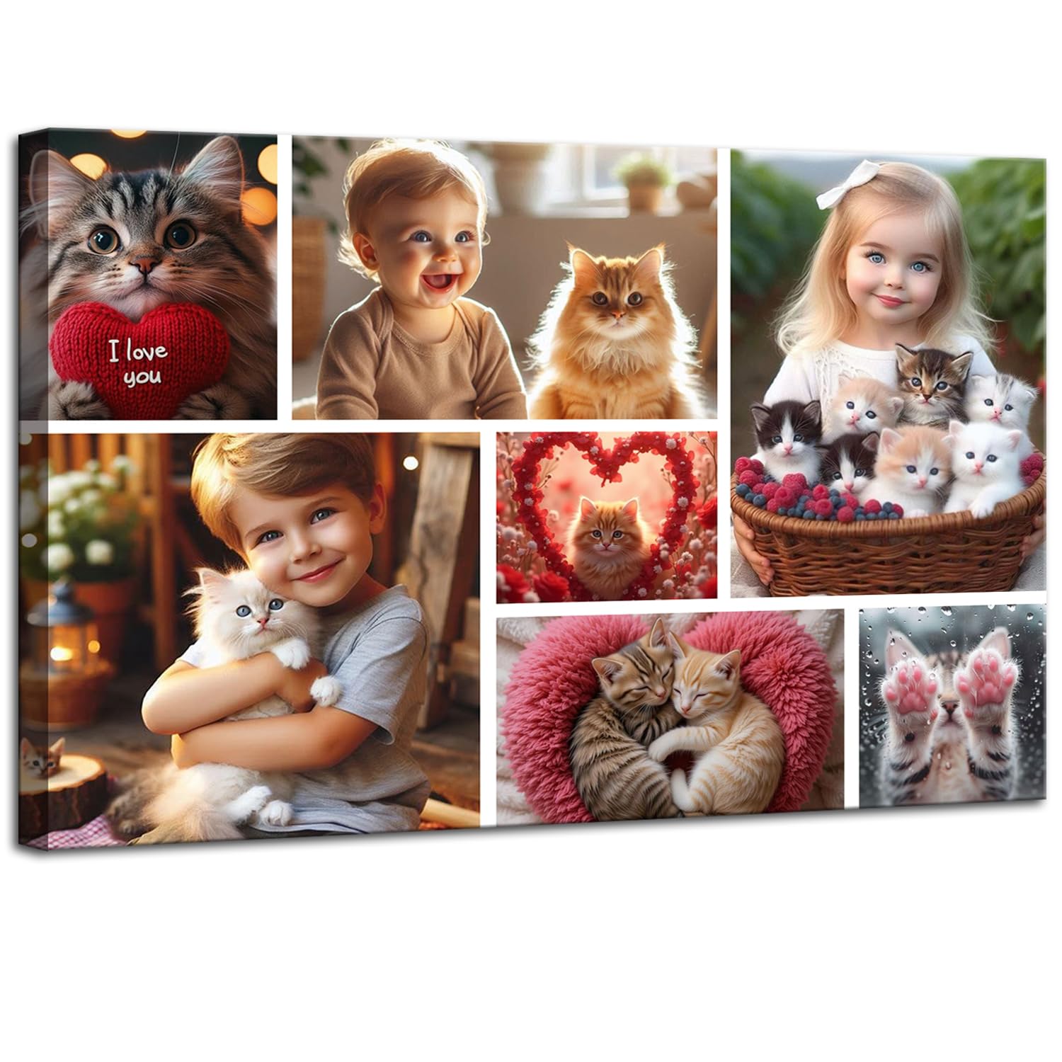 ZHIYYHAO Collage 7 Photos Canvas Prints Custom Multi Personalized Picture Collage with Your Photos for Family Wedding Friends Anniversary (CF-10,18.00L X12.00W'')