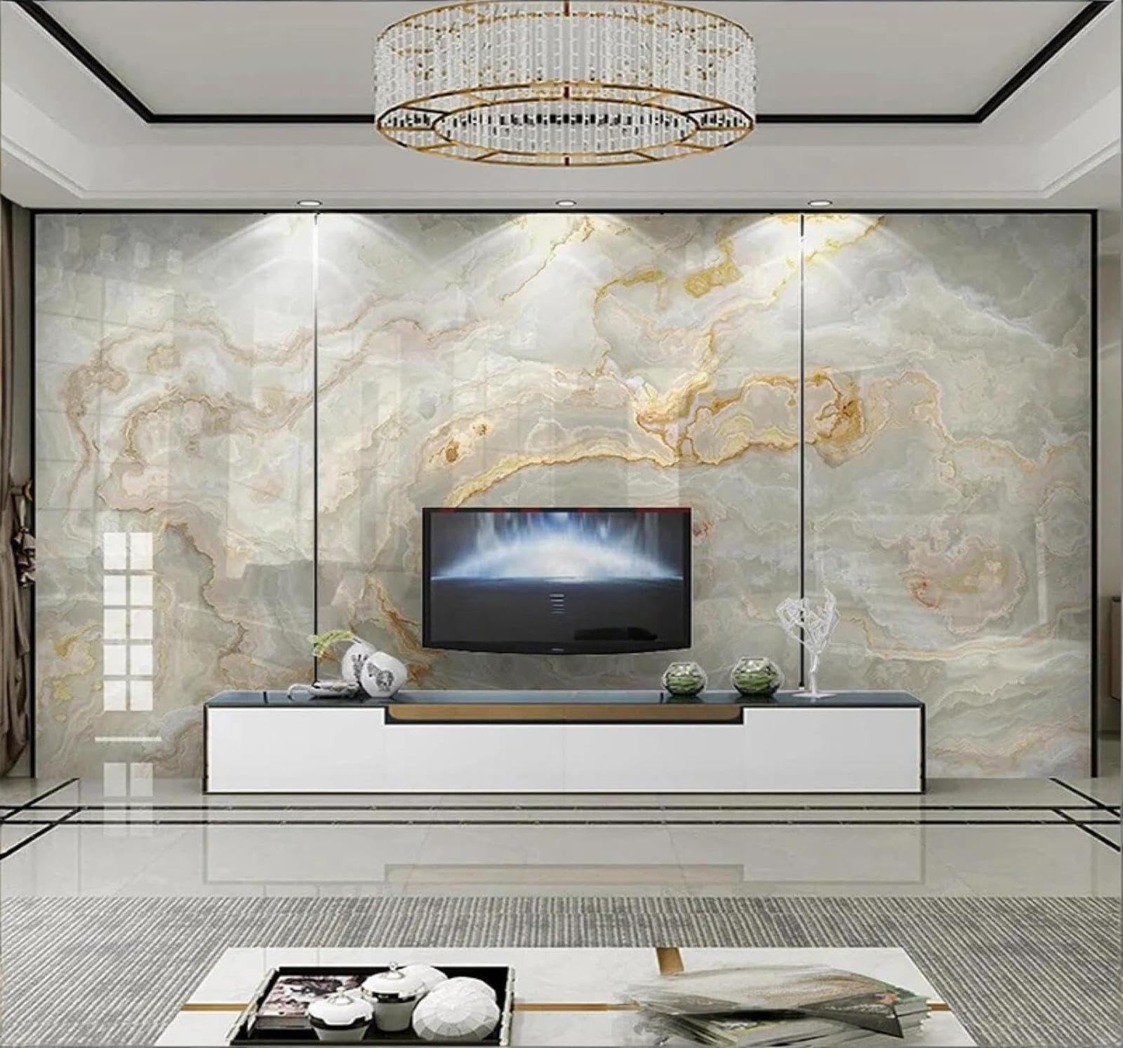 XLMING Abstract Luxurious Patterns Marble Effect Textures 3D Wallpaper Luxury Home Dining Decor Paste Sofa Living Room The Wall for Bedroom Mural-400cm×280cm