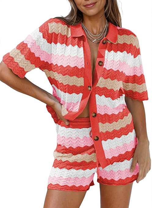 Ensemble 2 Pièces Tricoté Une épaule Pour Femme - Haut Et Pantalon Ample - Confort Maison Et Sortie Décontractée - 7