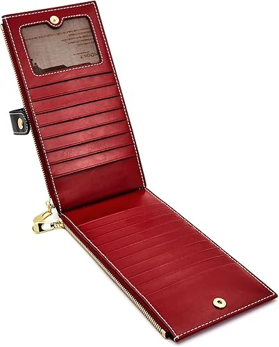 Miniatura 3 de ANDOILT - Cartera de cuero genuino para mujer con bloqueo RFID para tarjeta de crédito con cremallera