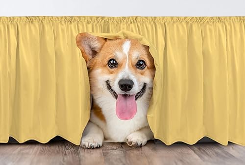 Miniatura 6 de CGK Linens - Falda de cama envolvente con volantes, color amarillo, para camas de tamaño matrimonial con caída de 15 pulgadas, correa elástica de