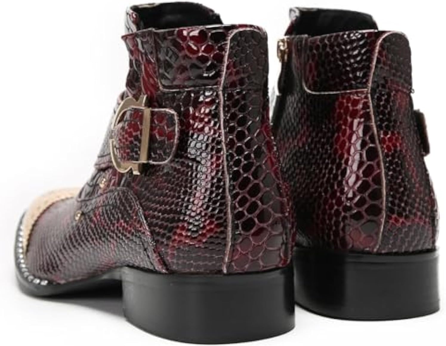 Premium Western Chelsea Boots - Genuine Leather Ankle Boots with Metal Square Toe for Prom, Wedding and Party