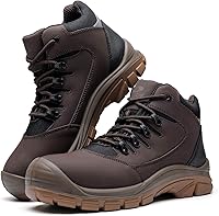 DRKA Men's Steel Toe Work Boots - Water Resistant, Puncture Proof Safety Shoes for Construction & Warehouse