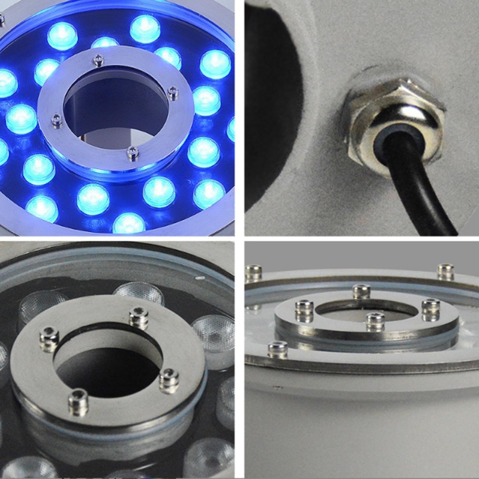 Ringförmige Brunnenleuchten - LED-Unterwasser-Landschaftsbeleuchtun, 12V/24V Niedervolt-Teichscheinwerfer Mit Mittleres Loch, IP68 wasserdichte Unterwasserleuchten(White,12W(24V))