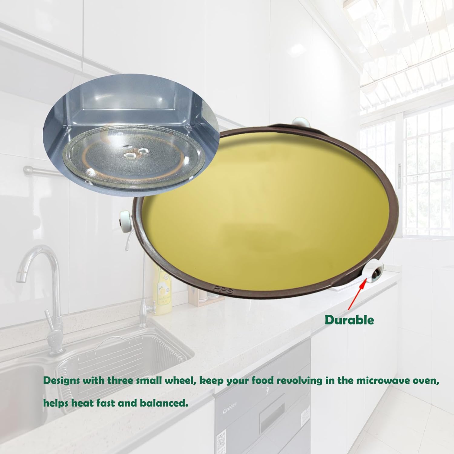 7 Inch Microwave Turntable Ring,Rotating Ring Roller,Glass Plate Tray Support Holder,Replacement Inner Ring,Microwave Oven Tray Support,for Microwave Oven Glass Turntable Plate,with 14mm Rollers