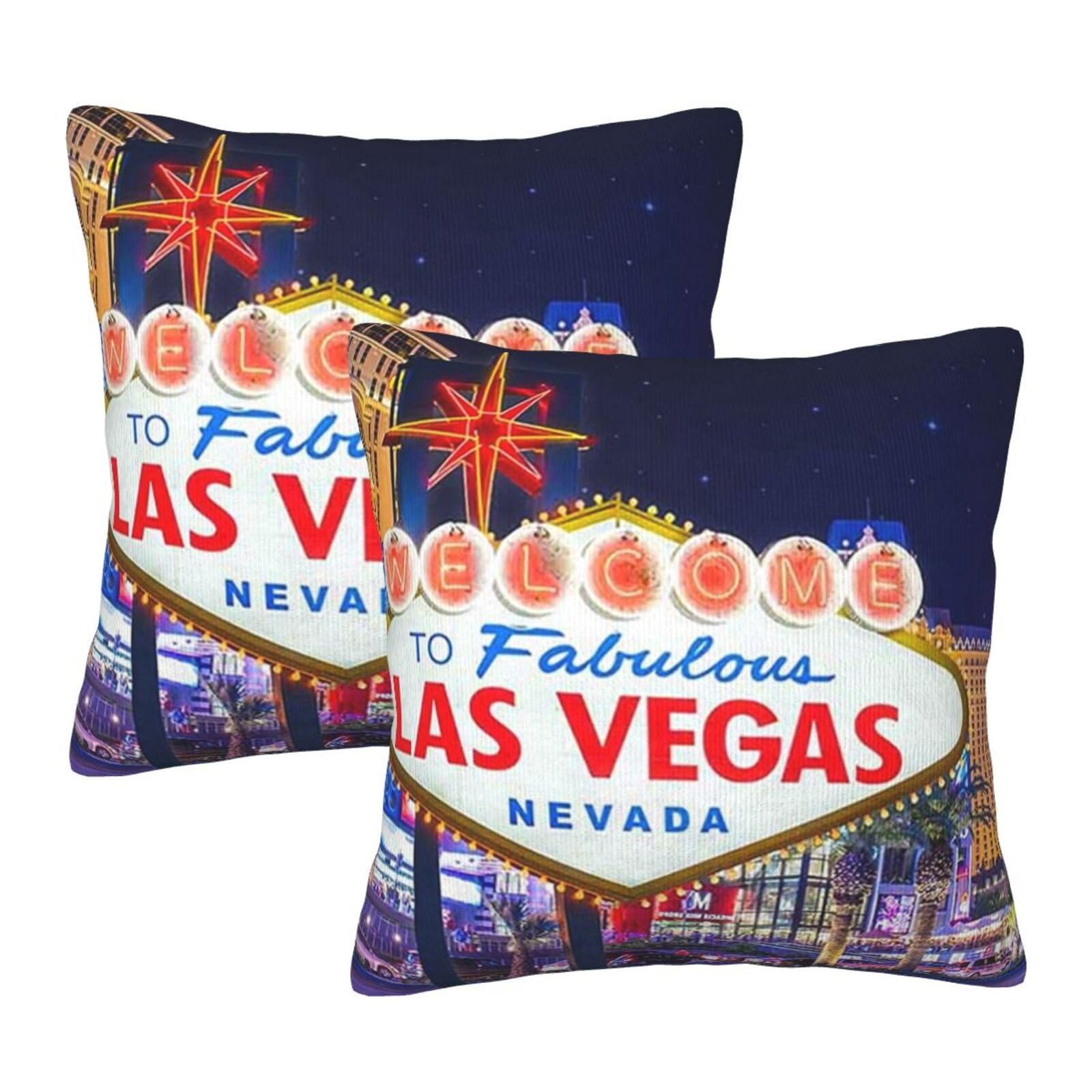 Las Vegas taies d'oreiller carrées imprimées lot premium de 2